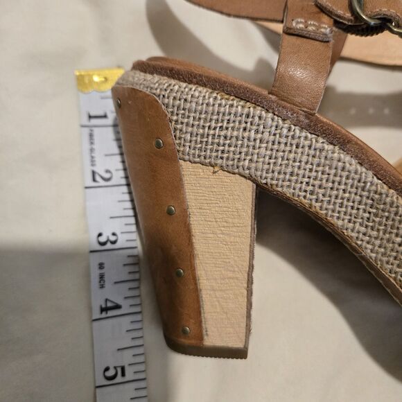 Timberland Marge Heel Peep Toe Shoe Sandal Tan Brown 9 Y2K - Picture 12 of 14